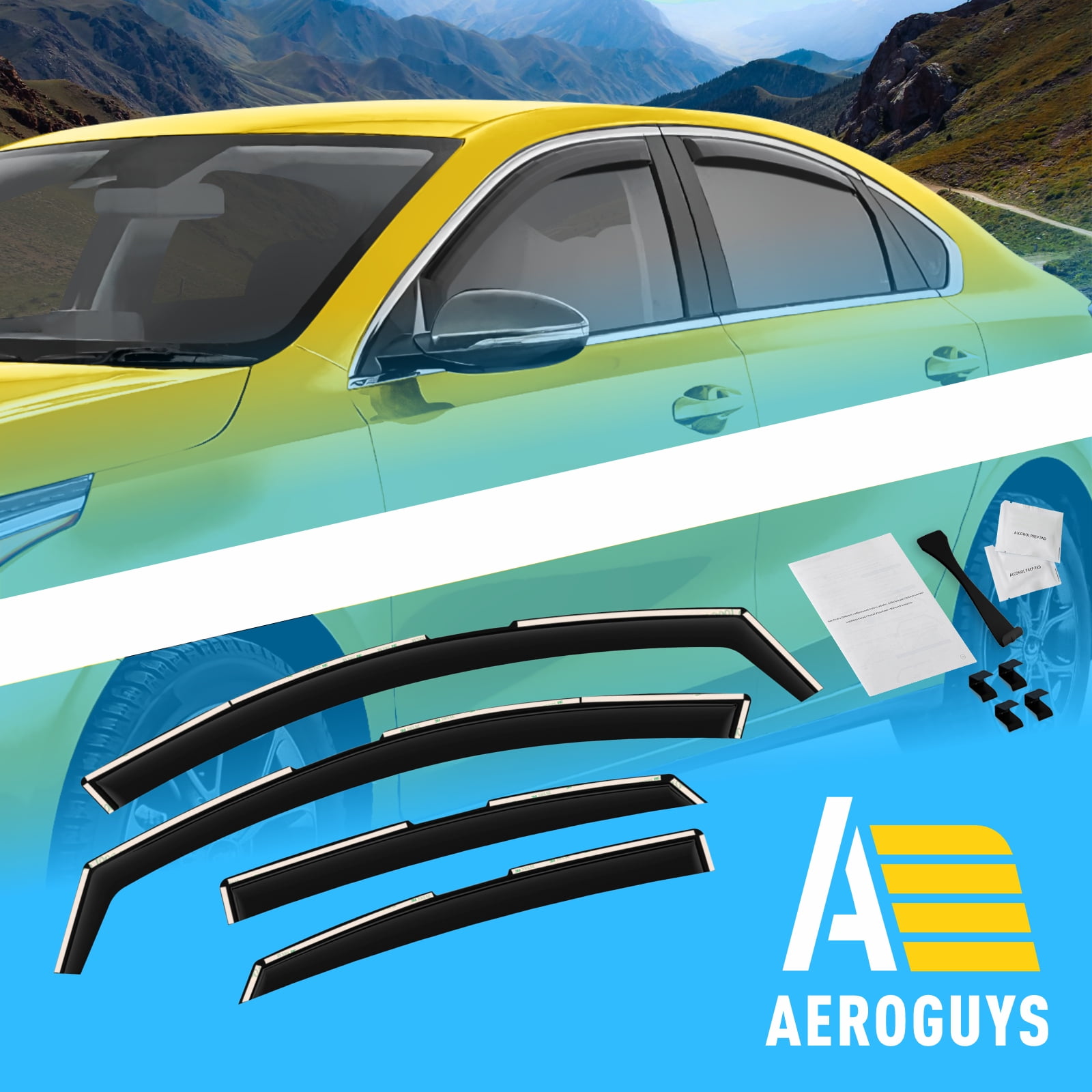 AEROGUYS Extra Durable Window Deflectors In-Channel Window Visors Rain Guards Fit for Kia Forte 2019-2024, Sun Visors, Wind Vent Visors, vent shades, Car Accessories - 4 pcs. AG0769