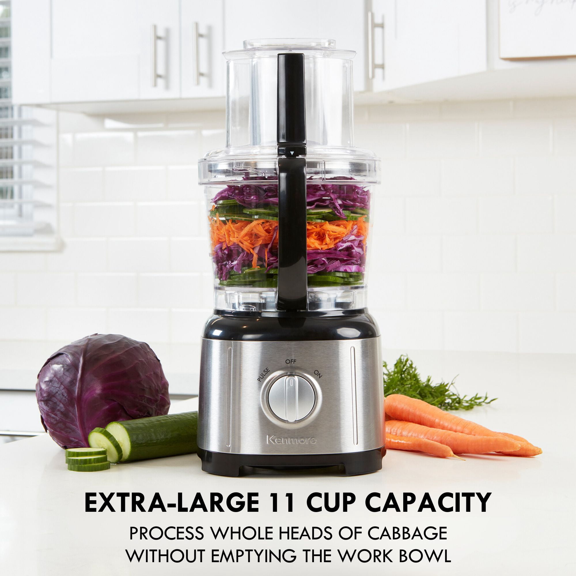 Kenmore 11-Cup Food Processor and Vegetable Chopper, Black and Silver