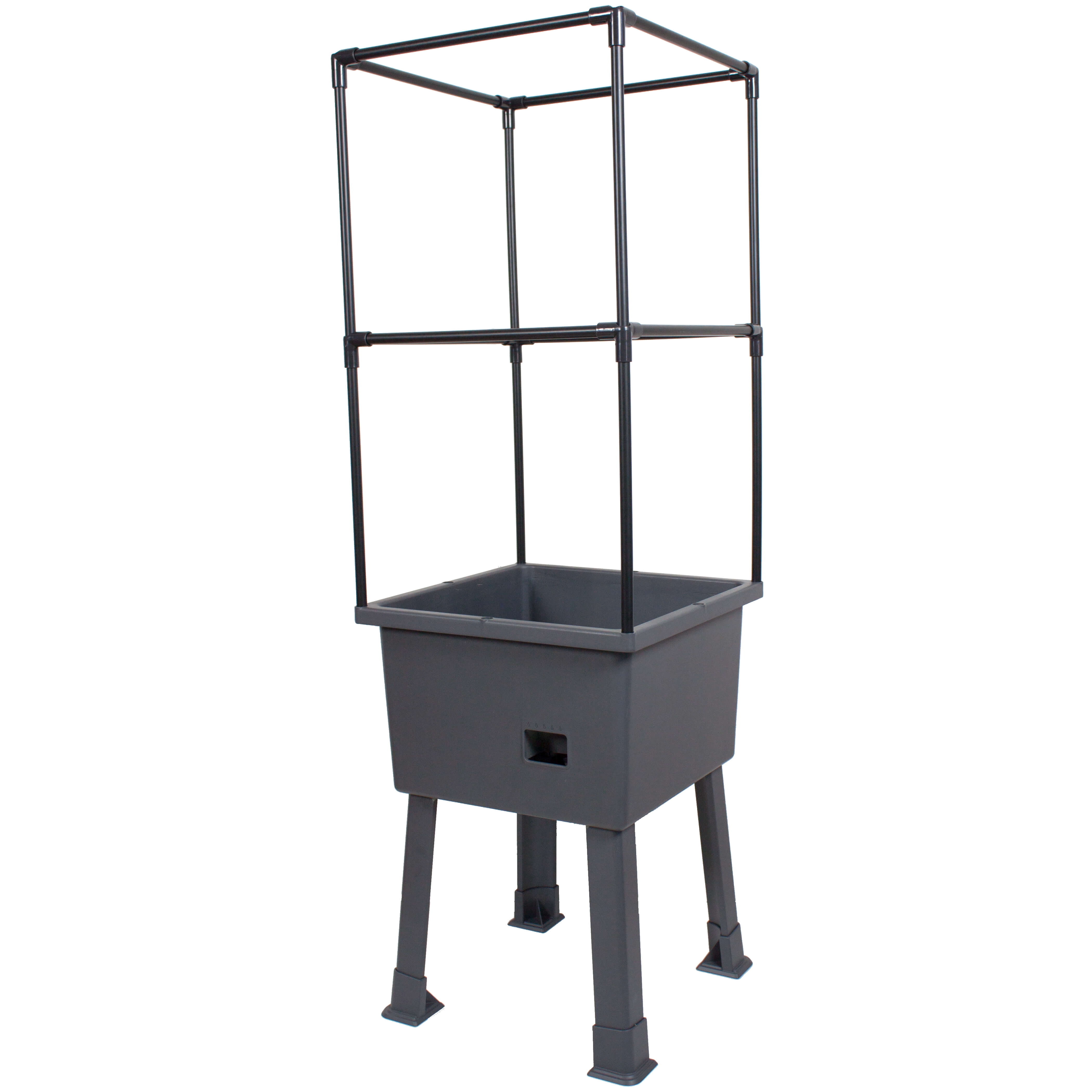 Frame It All Patio Ideas - 15.75" x 15.75" x 63" Self-Watering Elevated Planter with Trellis Frame and Greenhouse Cover