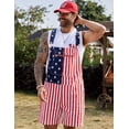 thumbnail image 3 of 250th Anniversary Mens American Flag Overalls Shorts Jumpsuit 4th of July Bib Coveralls(Red White and Blue,XS), 3 of 9