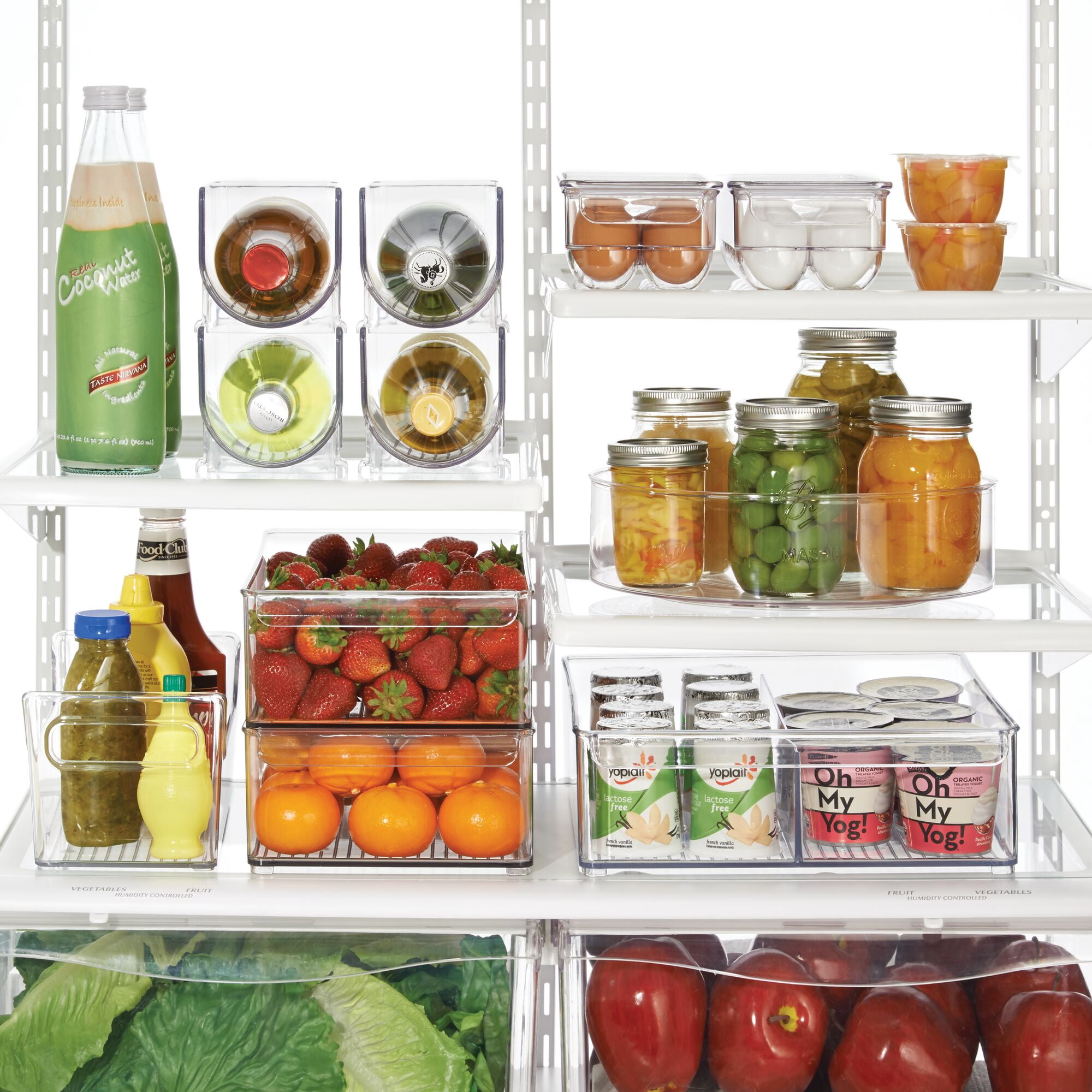 iDesign 11.5" Plastic Rotating Turntable Refrigerator Bin, Clear