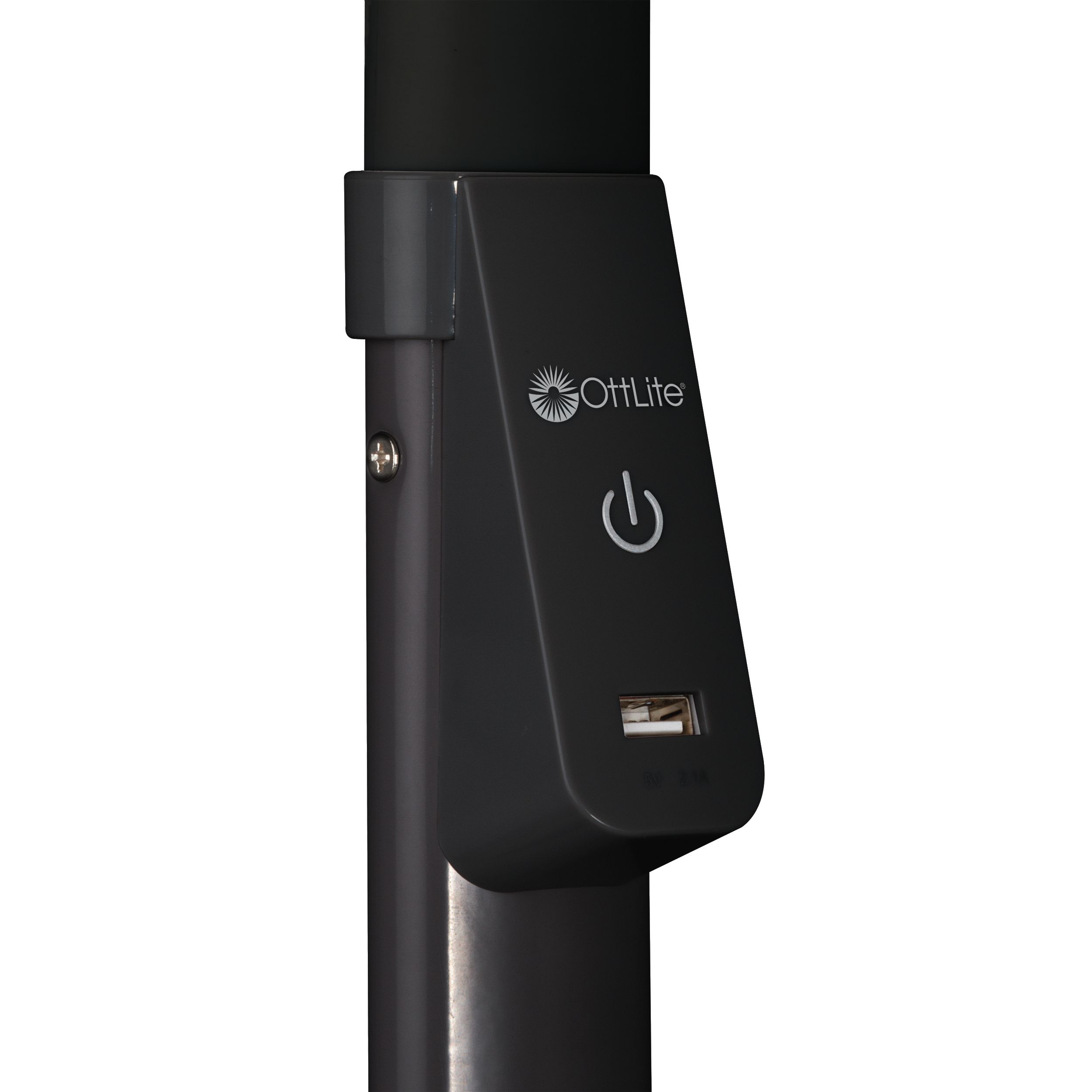 OttLite Dual Shade LED Floor Lamp with USB Charging Station, Black