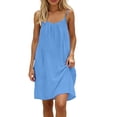 thumbnail image 4 of Women's Summer Casual Sleeveless Sling Backless Sleep Dress, Solid Round-Neck Nightgown, 4 of 7