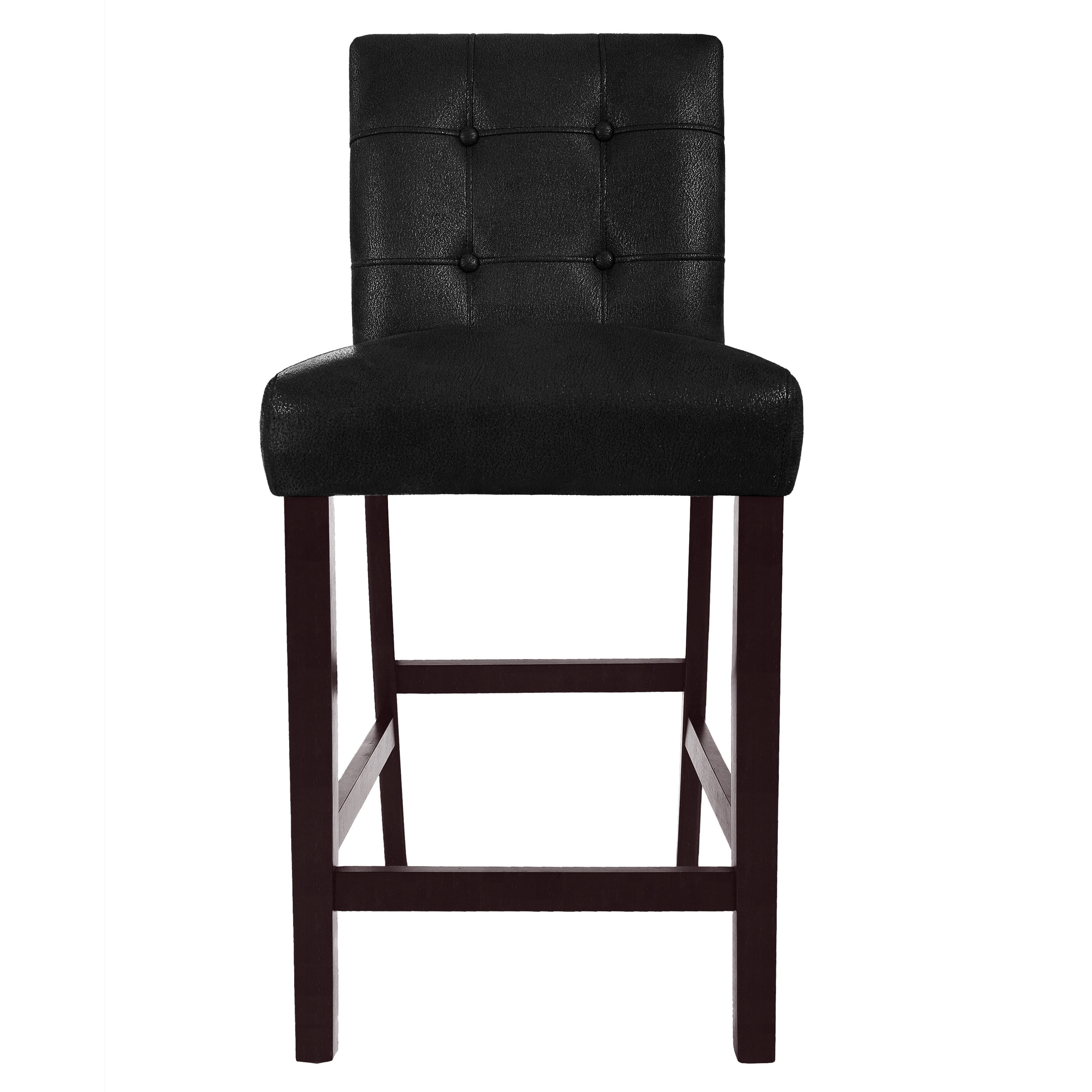 HomePop 26" Upholstered Counter Stool, Set of 2, Matte Black Faux Leather