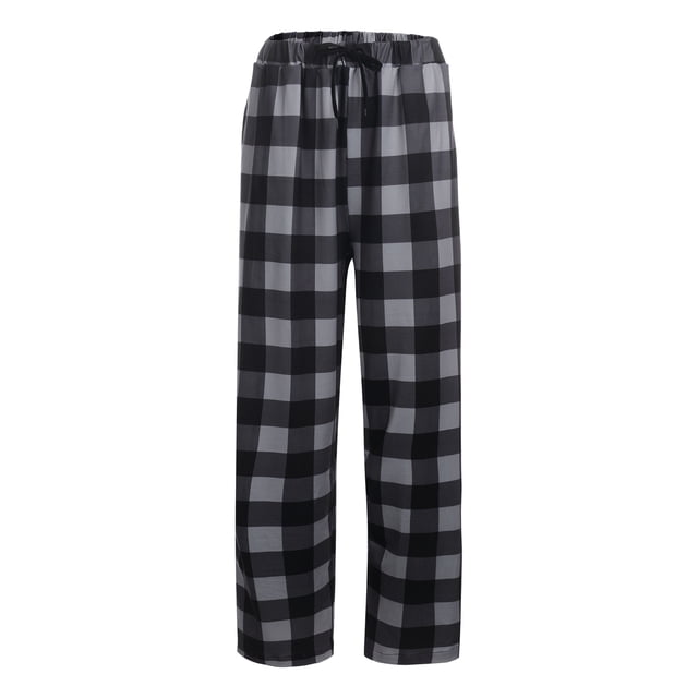 Sunloudy - Pantalón largo de pijama de algodón informal para hombre, cintura elástica, ropa de dormir a cuadros, pantalones de salón Sunloudy S M L XL XXL