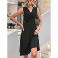 thumbnail image 4 of Vestido de Verano Sin Mangas con Cuello en V Cruzado para Mujer, Vestido de Tirantes Acampanado, Negro, Talla L, 4 of 8
