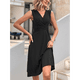 thumbnail image 4 of Vestido de Verano Sin Mangas con Cuello en V Cruzado para Mujer, Vestido de Tirantes Acampanado, Negro, Talla L, 4 of 8