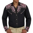 thumbnail image 5 of HOWPAY Mens Western Cowboy Shirts Vintage Embroidered Loose Fit Casual Long Sleeve Lapel Collar Button down Shirts Lightweight Fall Clothes Pink XL, 5 of 5