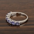 thumbnail image 3 of 4X3mm Oval Shape Tanzanite Gemstone 925 Sterling Silver Half Eternity Women Wedding Ring, 3 of 7
