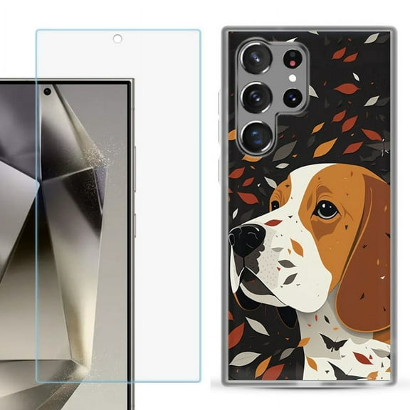 OneToughShield ® Compatible with Samsung Galaxy S24 Ultra, Shockproof Phone Case, with Tempered Glass Screen Protector - Beagle