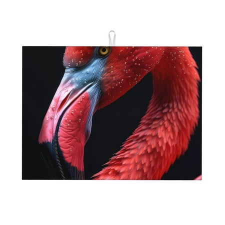 

Xecao Closeup Red Flamingo Portrait Patten Drying Mat Dish Drying Mats for Kitchen Counter Super Absorbent Dish Drying Pads 18×24 Inch