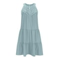 thumbnail image 5 of Crochet Hollow Halter Dress for Women 2024 Summer Sleeveless Mini Dresses Boho Tiered Flowy A Line Beach Sundress, 5 of 7