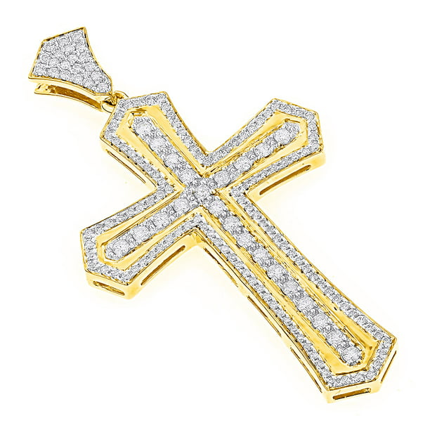 Luxurman - Luxurman 14K Designer Unique Natural Diamond Cross Pendant ...