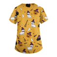thumbnail image 5 of LNZGNM Halloween Womens Scrub Top V-neck Short Sleeve with Storage Pockets and Easy Care Medical Caregiving Daily,Yellow (XL), 5 of 5