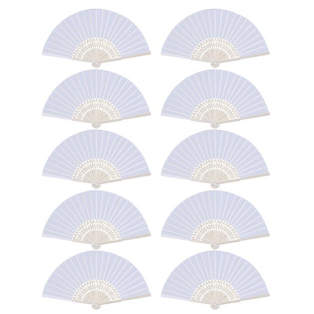 20 x Tela de Seda Blanca Abanico + Bambu con Favores de la Boda Bolsa de Regalo Moussline Danza Escribiendo Pintura Personalizada