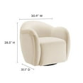 thumbnail image 3 of Swivel Armchair Chair, White, Velvet, Living Room Lounge Cafe Lobby Hospitality Restaurant, Modern Contemporary, HB37312, 3 of 9