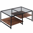 thumbnail image 2 of HOMOOI Glass Coffee Table with Open Storage Shelves and Flexible Heights, Sapele, 2 of 7