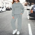 thumbnail image 4 of Girls Winter Warm Pullover Hoodie with Pants, 2 Piece Tracksuit Set, Cute New York Letter Print Jogger Sweatpants, Kids Casual Lounge Outfit 2-13 Years, 4 of 4