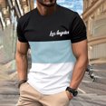 thumbnail image 2 of Mens Casual Pantalones Cortos Cuello Redondo Patchwork Impresión Suéter Blusa de Fitness, Camisetas para Hombre, 2 of 4