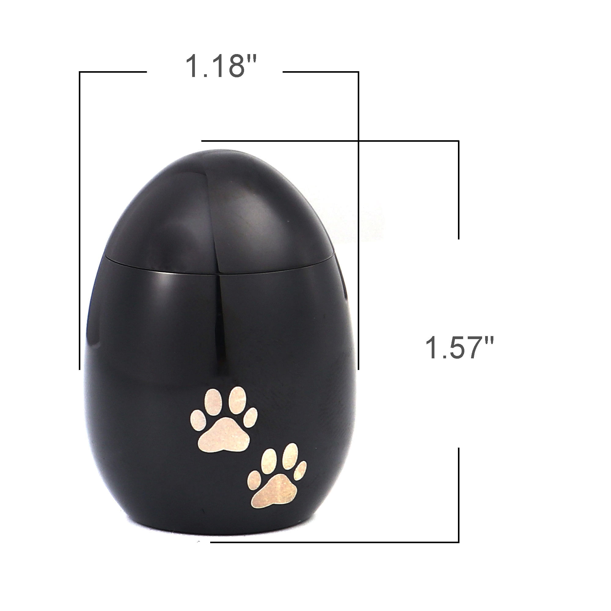 Mini Waterproof Stainless Steel Small Black Pet Cremation Urn for Ashes Holder Handcrafted Paw Print Memorial Dog Ash Container Keepsake with Free Gift Pouch