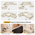thumbnail image 4 of LLappuil 110" Sectional Sofa, Modular Sectional Couch Convertible Sofa Bed, 7 Seat Corduroy Sofa Couch with Movable Ottoman, Hidden Armrest Storage & USB Charging Ports Beige, 4 of 10