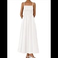 thumbnail image 2 of Vestidos Largos de Verano para Mujer, Vestido Informal con Tirantes Finos, Fruncido, Corte A, y Fluido. M, 2 of 7
