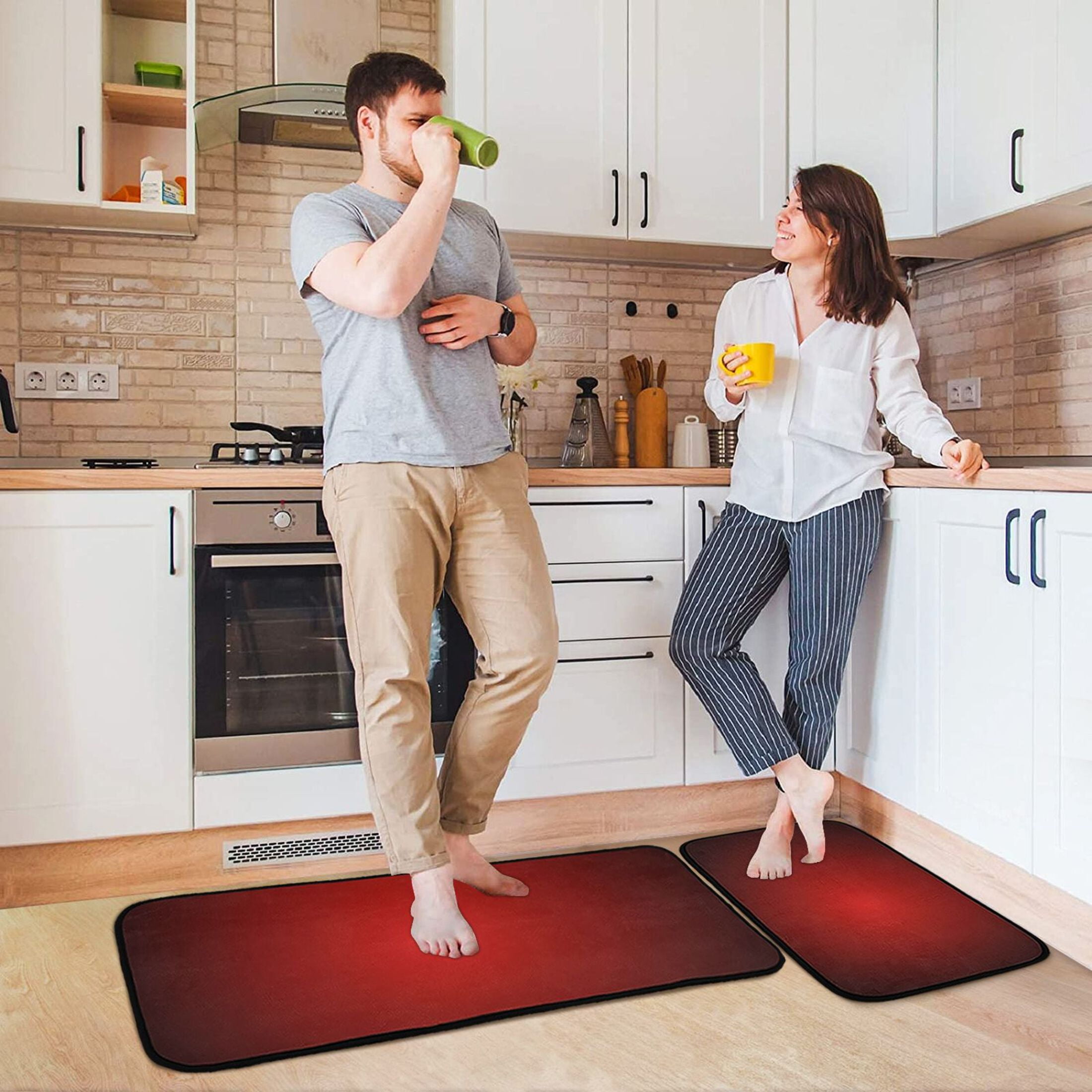 Ryvnso Gradient Red Kitchen Rugs Set Non Slip Runner Mats for Dining Room