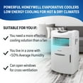 thumbnail image 3 of Honeywell 470-659CFM Portable Evaporative Cooler, Fan & Humidifier with Ice Compartment & Remote, CL201AEW, White, 3 of 11