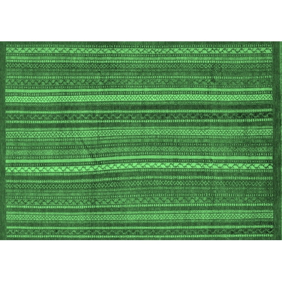 Ahgly Company Indoor Rectangle Abstract Emerald Green Modern Area Rugs, 5' x 7'