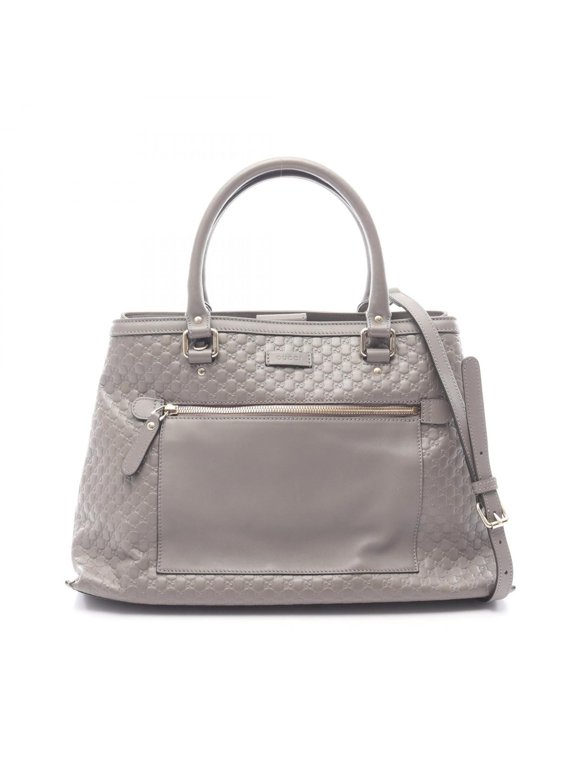Pre-Owned Gucci Microguccissima 2-Way Handbag, Leather, Women's, Gray, 510291