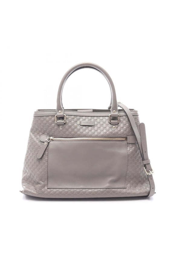 Pre-Owned Gucci Microguccissima 2-Way Handbag, Leather, Women's, Gray, 510291