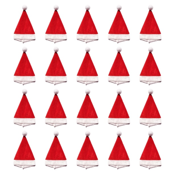 20 piezas de mini sombreros navideños hechos a mano, diseño de piruleta, envoltorios superiores, adornos para envolver dulces, tapas para botellas de vino