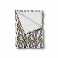 thumbnail image 2 of Colorful Soft Flannel Fleece Throw Blanket, Pattern of Illustrated Abstract Feathers in Warm Colors with Little White Spots, Cozy Plush for Indoor and Outdoor Use, 50" x 60", Multicolor, by Ambesonne, 2 of 6