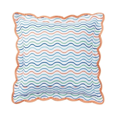 Mainstays Scallop Stripe Decorative Pillow, 18" x 18", Orange