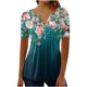 thumbnail image 1 of Tops de Manga Corta con Cuello en V para Mujeres, Moda de Verano Sexy Plegado Impreso Botón Regular para Fiesta Y Ocasional, 1 of 5