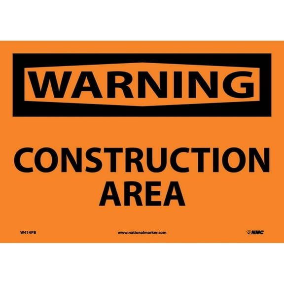 NMC Signs W414Pb, Construction Area Sign, 10 X 14, Pressure Sensitive Vinyl .0045