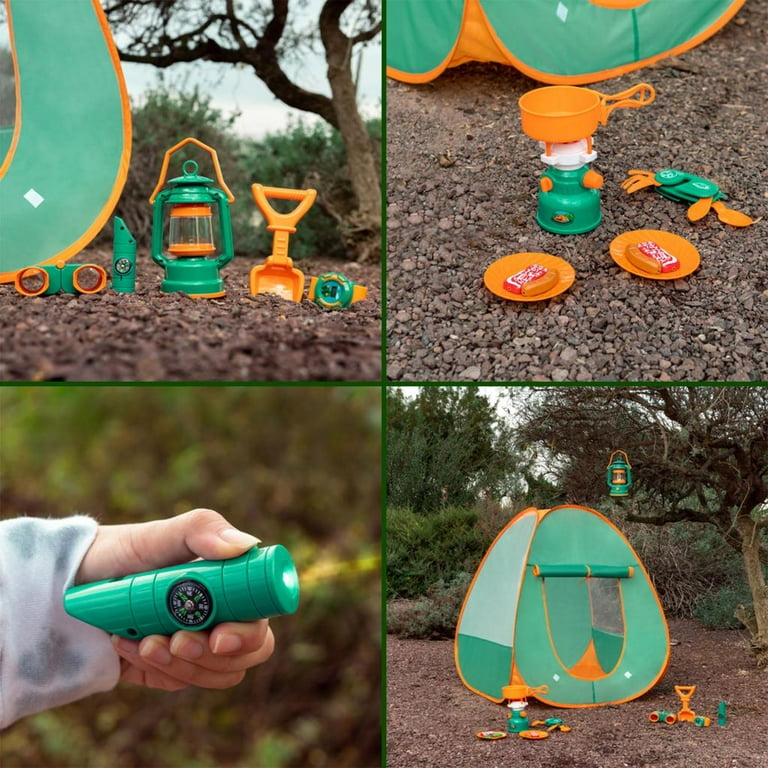 Fun Little Toys Kids Play Tent Pop Up Tent with Kids Camping Gear Set Outdoor