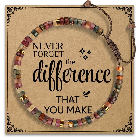 KLL Thank you Gifts for Women - Never Forget The Difference That You Make - Natural Stone Bracelet Appreciation Gifts for Mentor Teacher Nurse, Going Away Gift Retirement Gift