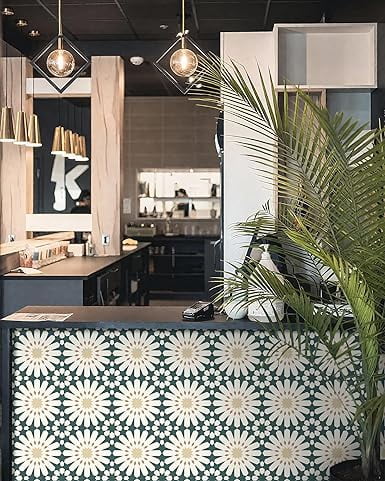 MORCART Peel and Stick Floor Tile - 20 PCS, 7.87" x 7.87" Vinyl Flooring - Waterproof Self-Adhesive Tile Sticker for Wall Backsplashes, Bathroom, Kitchen - Green Floral Look