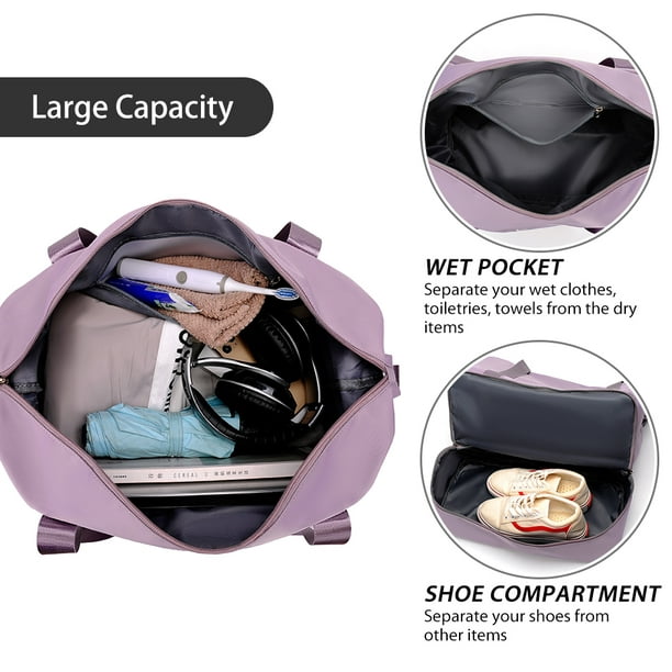Travel Duffel Bag with Bottom Shoe Compartment Weekender Toiletry Bag Carry  On Tote Overnight Bag for Men and Women 