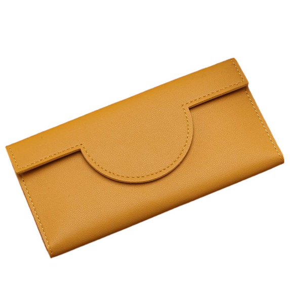 Portable PU Leather Phone Pocket Bank Card Money Bags Bus Card Long Purse PU Coin Purse Women Wallet Women Card Holder YELLOW