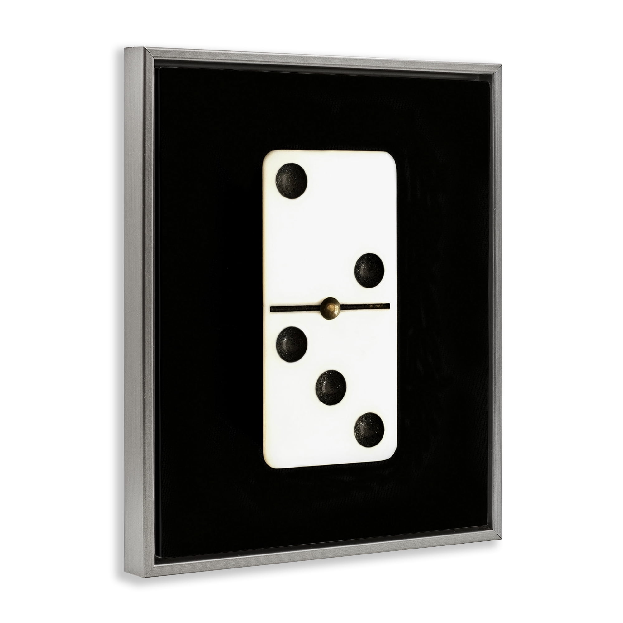 Stupell Industries White Domino on Black Entertainment Painting Gray Floater Framed Canvas Art Print Wall Art, 25 x 31