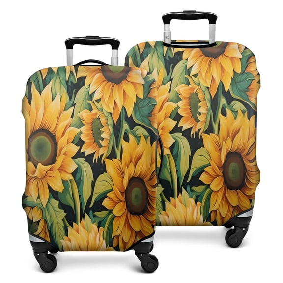 Dark Green Sunflower Pattern Luggage Cover Fashion Suitcase Cover Baggage Covers Fit 25-28 Inch Luggage (Go Travel)