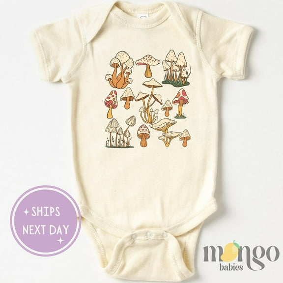 Baby Bodysuit BELLA CANVAS Cute Baby Onesies Cute Mushroom Kid T-Shirt Baby Clothes Unisex Baby Announcement Newborn Gift For Baby Shower Gift For Newborn