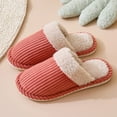 thumbnail image 2 of Corduroy Scuff Slippers for Women Men Casual Plush Lined Bedroom Indoor Lightweight Slip on House Shoes Watermelon Red Size 6, 2 of 4