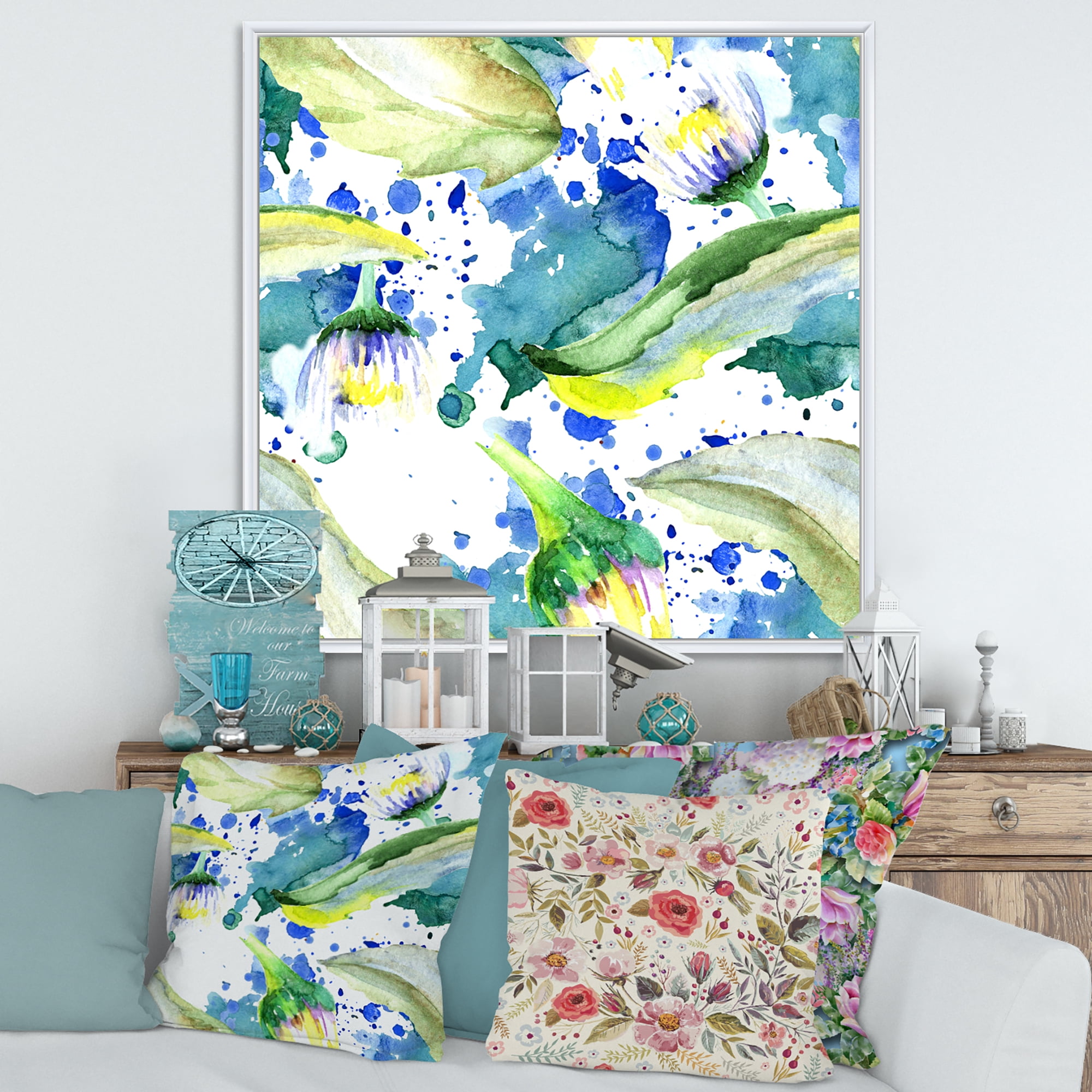 Designart 'Aquarelle Impression of Daisy Flowers I' Traditional Framed Canvas Wall Art Print