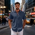 thumbnail image 5 of JoveMarine Mens Short Sleeve Button Down Shirts Breathable Fabric Casual Everyday Comfort Top,Dark Blue L, 5 of 8