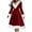 Wine, variant on qucoqpe Christmas Santa Dress Vintage V Neck Long Sleeve Pleated Midi Dresses Fall Winter Fashion Fuzzy Plushy Party Costume
