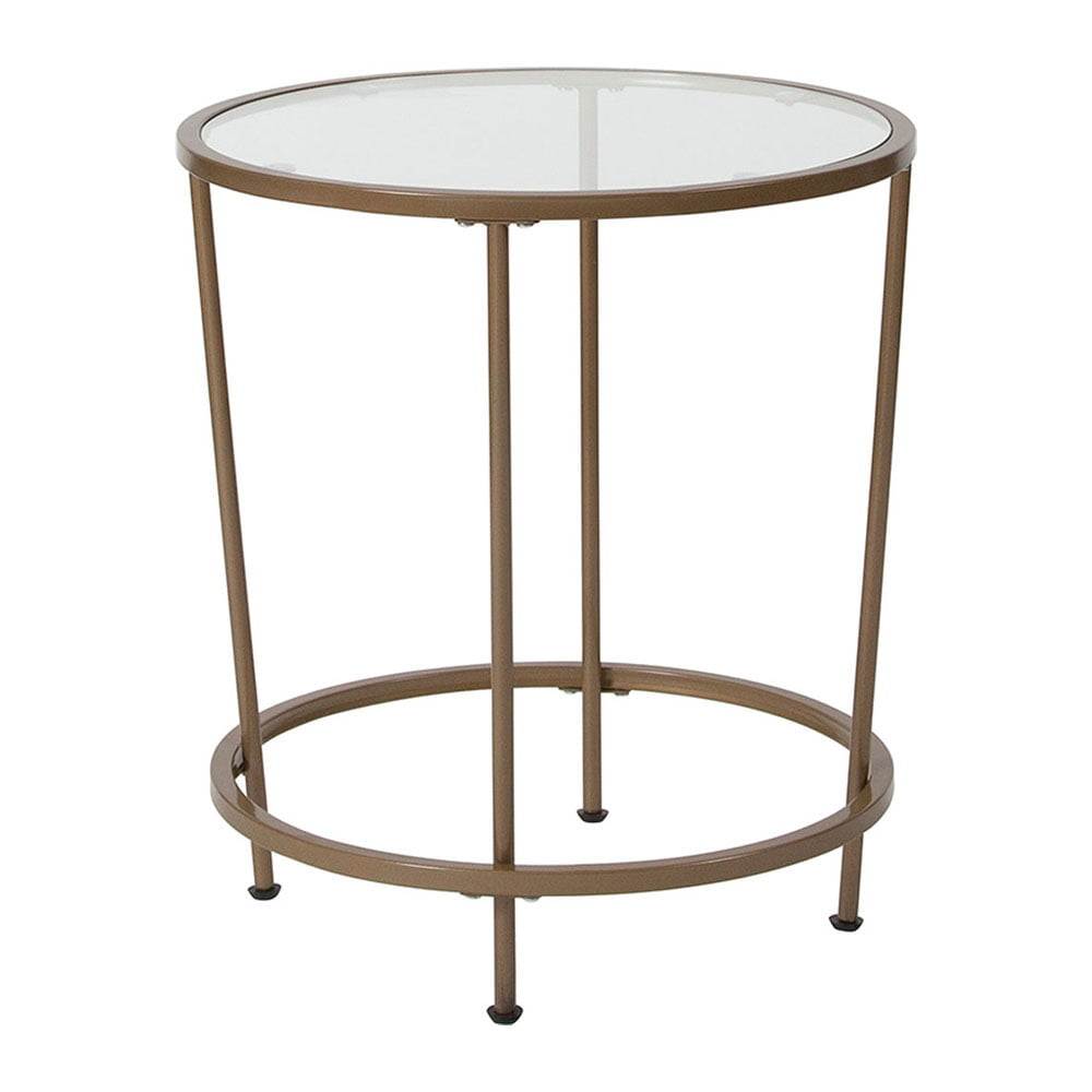 Lenen Kneden Consequent Offex Contemporary Round Glass End Table With Matte Gold Frame - Walmart.com