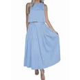 thumbnail image 2 of Womens 2 Piece Skirt Sets Summer Striped Sleeveless Tank Tops Midi Dress Vacation Outfits Matching Sets L, 2 of 7